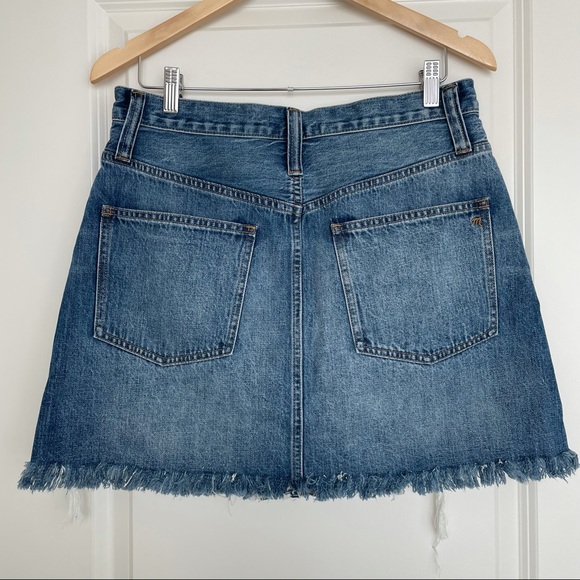 NWOT Madewell Rigid Denim Straight Mini Skirt: Destructed Edition Size 30 - Picture 10 of 13